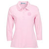 Rotary Ladies 2-Button V-Neck Pink Polo Shirt, 3/4 Sleeve